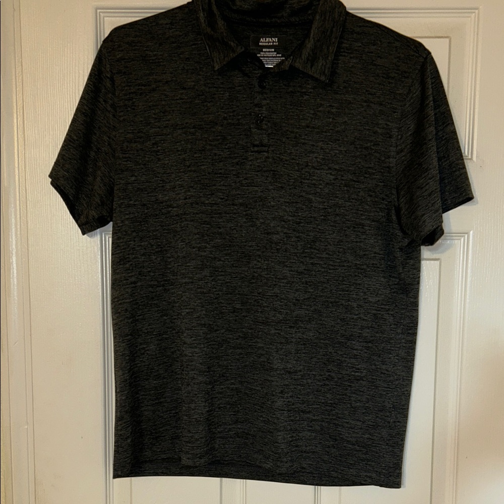 Alfani Men's Charcoal Polo Short Sleeve Shirt